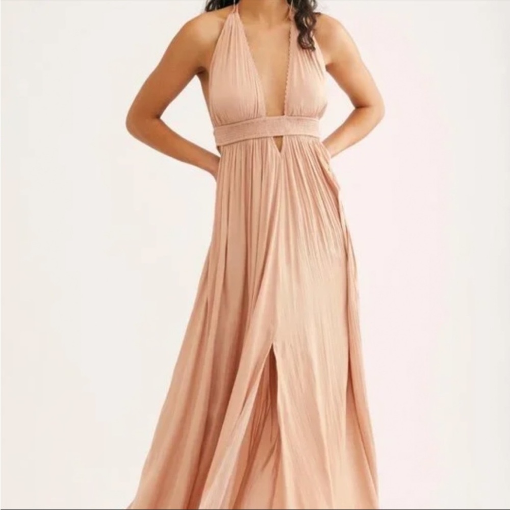 NWT Size Large Free People Look Into The Sun Maxi Dress in Nude